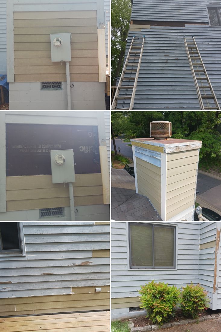 Exterior siding repair in progress - damaged boards replaced before painting by ProCoats